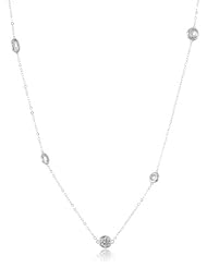 Sterling Silver Simulated Diamond Station Necklace, 47.25"