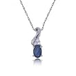 Blue Sapphire & Diamond Pendant in White Gold