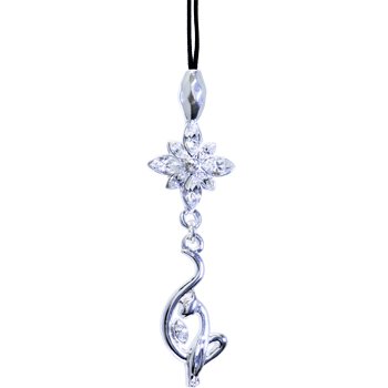 BABY PHAT Silver Tone Crystal MARQUISE FLOWER Cat Cell Phone Charm