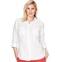 Plus Pure Linen Classic Collar Shirt