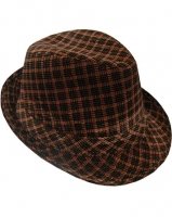 Outer Rebel Fashion Fedora Hat- Brown & Black Plaid Velour