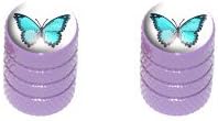 Butterfly - Motorcycle Bike Bicycle - Tire Rim Schrader Valve Stem Caps - Purple