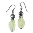 .925 Silver, Hematite & Green Prehnite Earrings