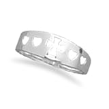 Sterling Silver Cut-Out Cross/Heart Ring
