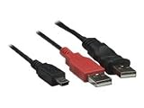 3 ft. USB 2.0 A Male to A Male and Mini-B 5-Pin Male Y Power Booster Cable for 2.5" External Hard Drives and Hubs, Manhattan 306041