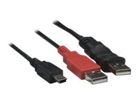 3 ft. USB 2.0 A Male to A Male and Mini-B 5-Pin Male Y Power Booster Cable for 2.5" External Hard Drives and Hubs, Manhattan 306041