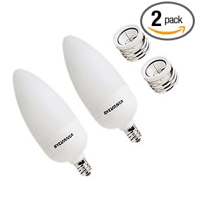 Sylvania 25986 9-Watt Compact Fluorescent B10 Light, 2 Pack by Sylvania