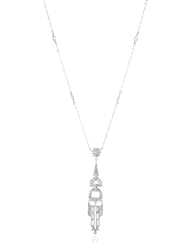 CZ by Kenneth Jay Lane "Vintage Cubic Zirconia" Rhodium-Plated Necklace