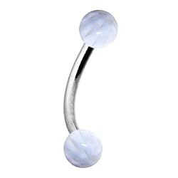 White Checker Ball Eyebrow Ring