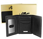 Men's Tri-Fold Leather Wallet WT5002 Black