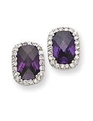 Sterling Silver Purple and Clear CZ Earrings QE2951"