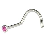 Austrian Crystal ROSE Screw Nose Ring