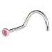 Austrian Crystal ROSE Screw Nose Ring