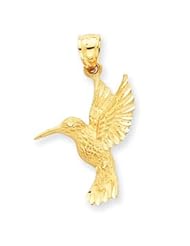 14k Gold Diamond-cut Hummingbird Pendant