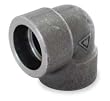 Industrial Grade 1MNN2 Elbow, 90 Deg, 3 In, Socket Weld, Blk Steel