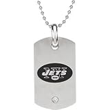 Stainless Steel New York Jets Logo Dog Tag Necklace
