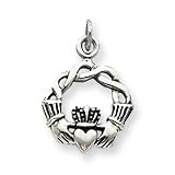 Pendant - Sterling Silver Antiqued Celtic Knot Claddaugh Pendant