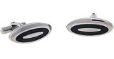 Stainless Steel Oval Cufflings with Black Inlay
