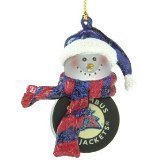 SC Sports Columbus Blue Jackets 3" Striped Snowman Puck Ornament 6-Pack