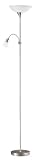 Stehleuchte “UP 2″ mit Leselampe in Edelstahl Finish und Glas