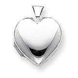 14k White Gold Domed Heart Locket