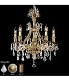 American Brass and Crystal CH9630-O-12G-TB Chateau 5 Light Single Tier Chandelier in Polished Brass with Black Inlay with Clear Precision Teardrop crystal