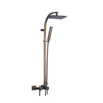 Wall Mount Antique Brass Faucet Set