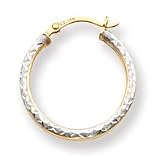 14k Rhodium 1.9mm Diamond Cut Hoop Earrings SE1829