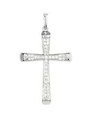 CleverEves 14K White Gold 28.00X20.00 mm 1 4 Ct Tw Diamond Cross