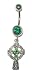 Celtic Cross Belly Button Ring with Emerald colored Gems