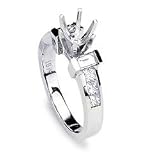 Donata 14k White Diamond Ring (6 Princesses = .57, 2 Baguette = .35)