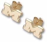 Marshall Thundering Herd 1/4" New "M" Post Earrings - 10KT Gold Jewelry