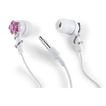 Altec Lansing MHP116NP Muzx Series In Ear Headphone with Pink Flower and Crystals