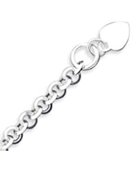 Sterling Silver Engraveable Heart Disc on Fancy Link Toggle Bracelet - 8.75 Inch