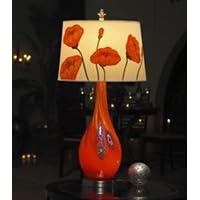 Orange Glow Poppy Shade Millefiore Art Glass Table Lamp by Universal Lighting and Decor