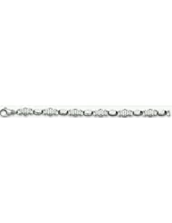 8mm 14k Fancy White Gold Link Bracelet 7"