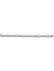 8mm 14k Fancy White Gold Link Bracelet 8"