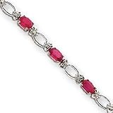 14k White Gold 7.8ct. Ruby and Diamond Bracelet - 7 Inch - Lobster Claw