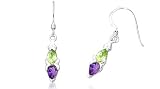 Pear Cut Peridot & Amethyst Earrings Sterling Silver