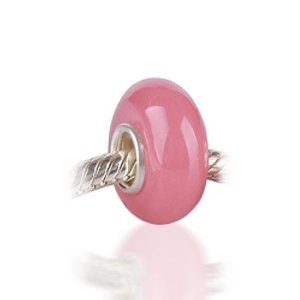 Mothers Day Gifts Bling Jewelry 925 Sterling Silver Opaque Rose Pink Opal Murano Glass Bead Biagi Chamilia Pandora Beads Compatible