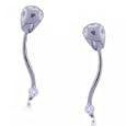 Ladies White Gold Dangling Earrings w/ Diamond Accents