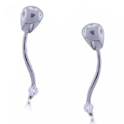 Diamond Dangle Earrings in Solid White 14 Karat Gold