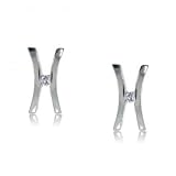 New Sterling Silver X & O Earrings Diamond Accented 925