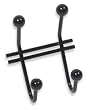 Battalion 1HEZ1 Coat and Hat Hook, 4 Hook Ends, Black