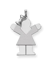 Genuine IceCarats Designer Jewelry Gift 14K White Gold Large Girl With Bow On Left Engravable Charm