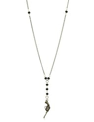 Ettika "Military" Brass Sub-machine Gun Pendant Necklace Chain Necklace Black Wood Bead
