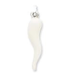 Sterling Silver White Enamel Italian Horn Pendant