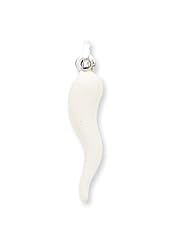 Sterling Silver White Enamel Italian Horn Pendant