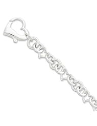 Sterling Silver 7.5inch Polished Fancy Heart Link Bracelet QH288-7.5"