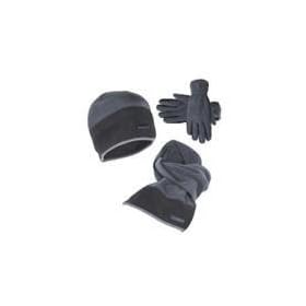 Serious Winter Microfleece Hat Scarf & Glove Set Black /Grey